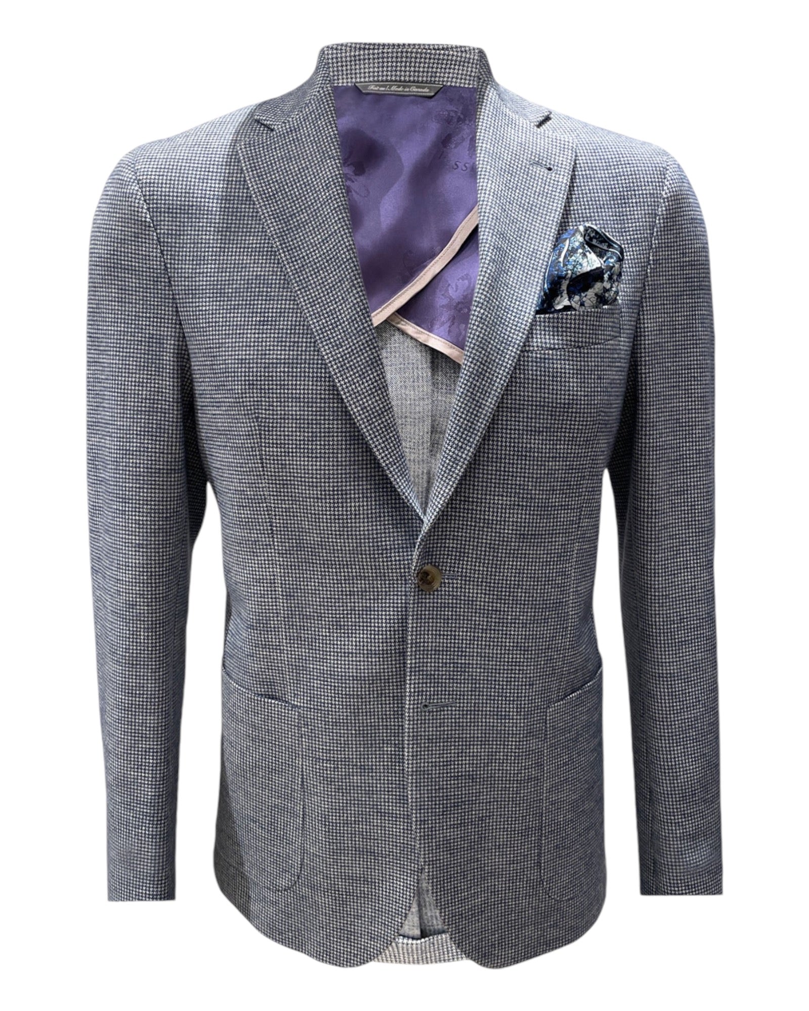 Grey Blue Houndstooth Blazer 42R