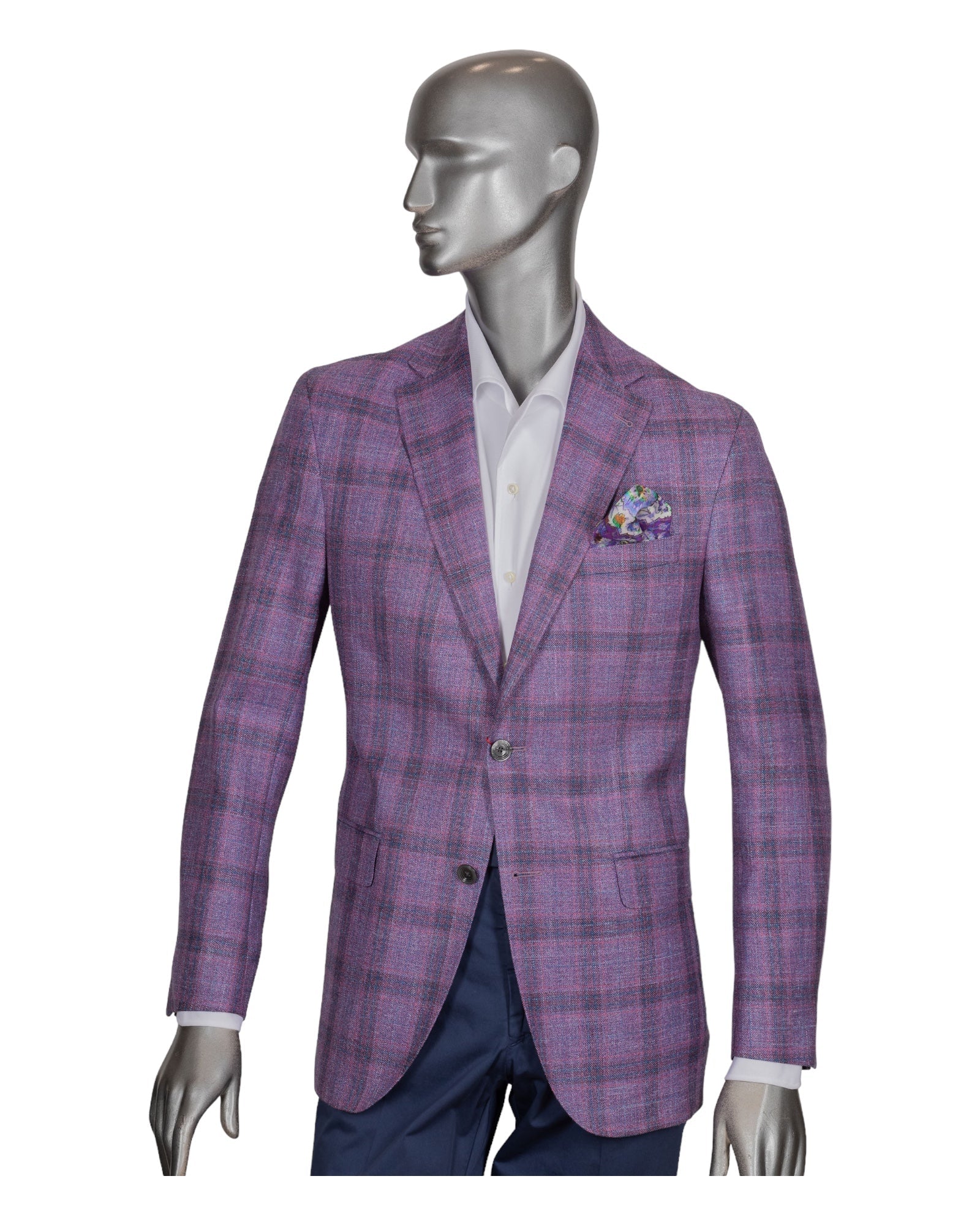 Windowpane Sport Jacket Purple with Navy 42L