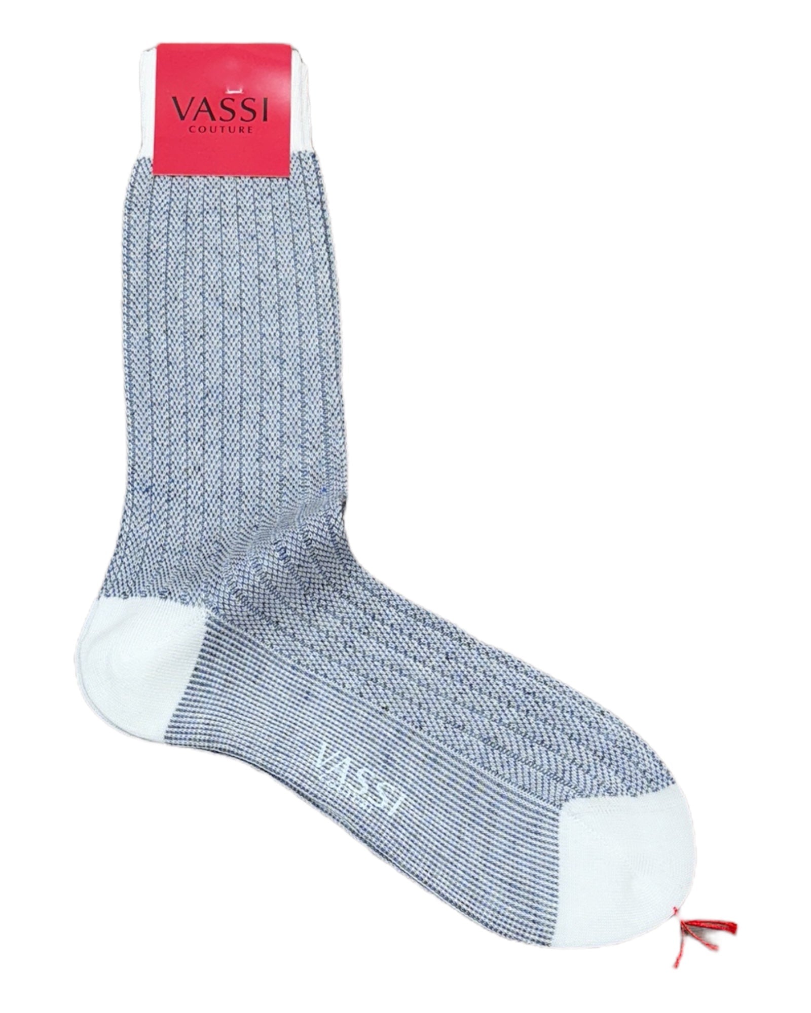 Cotton &amp; Linen Herringbone Sock - White - Jeans SocksM