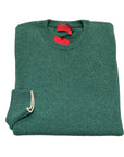 Pure Cashmere Crewneck Pullover With Contrast Trim - Green Goblin/Syllabub SWEATERS50 EU