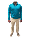 Quarter Zip Cashmere Sweater - Turquoise SWEATERSM