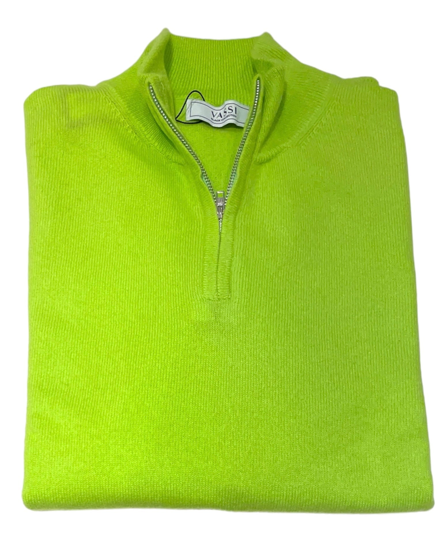 Quarter Zip Pure Cashmere Sweater - Acid Lime SWEATERSM