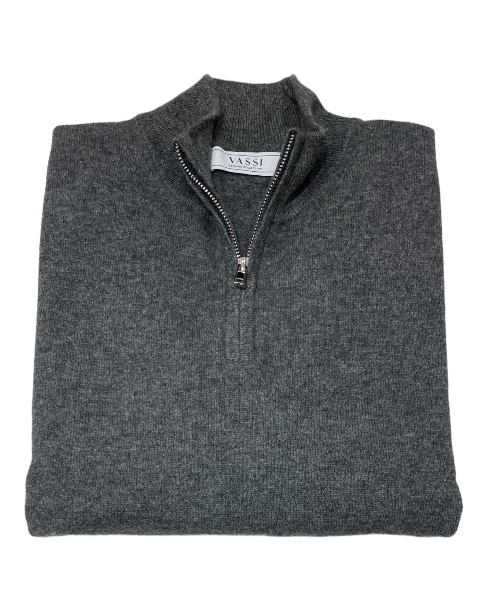 Quarter Zip Pure Cashmere Sweater - Derby Grey SWEATERSM