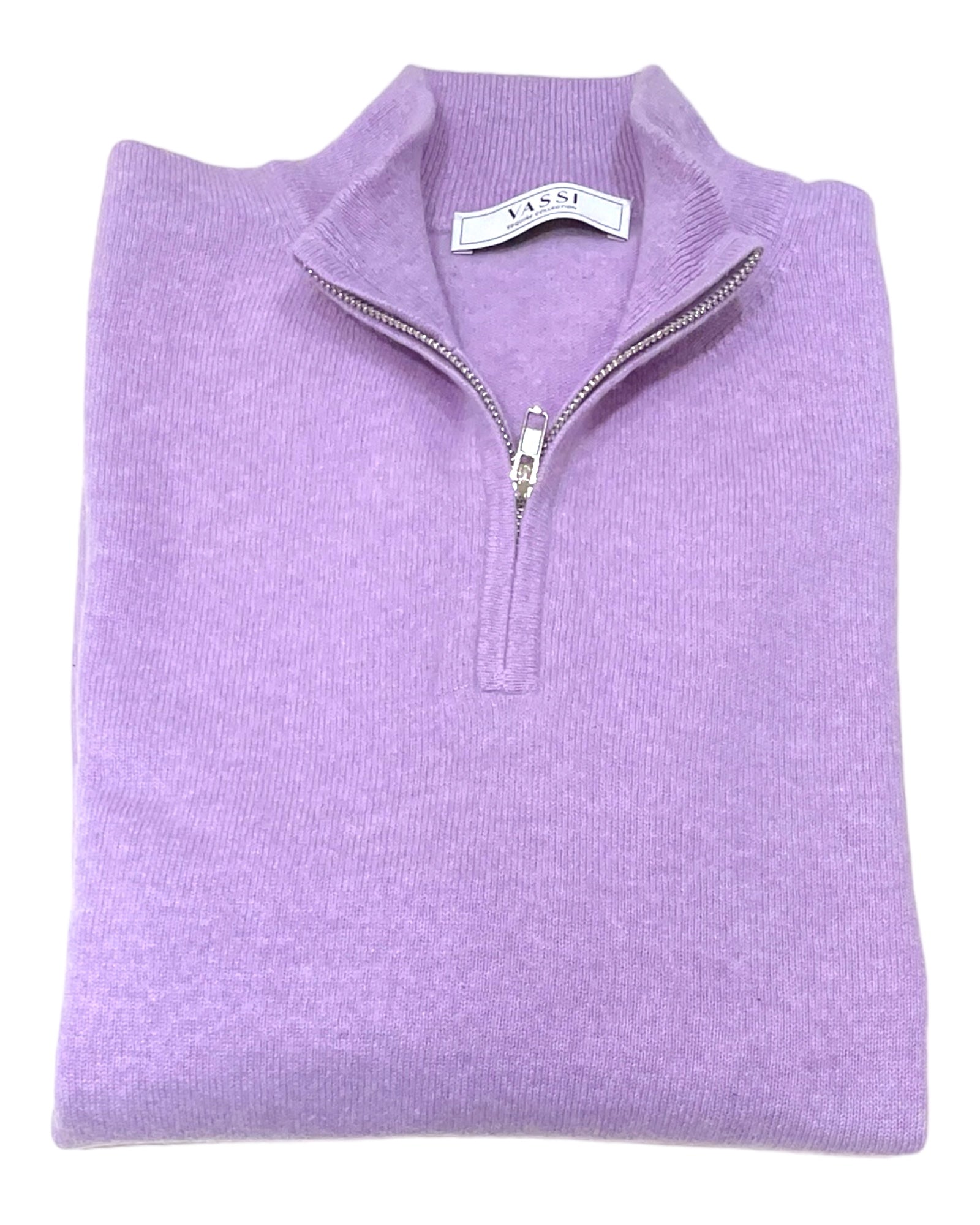 Quarter Zip Pure Cashmere Sweater - Lavender SWEATERSM