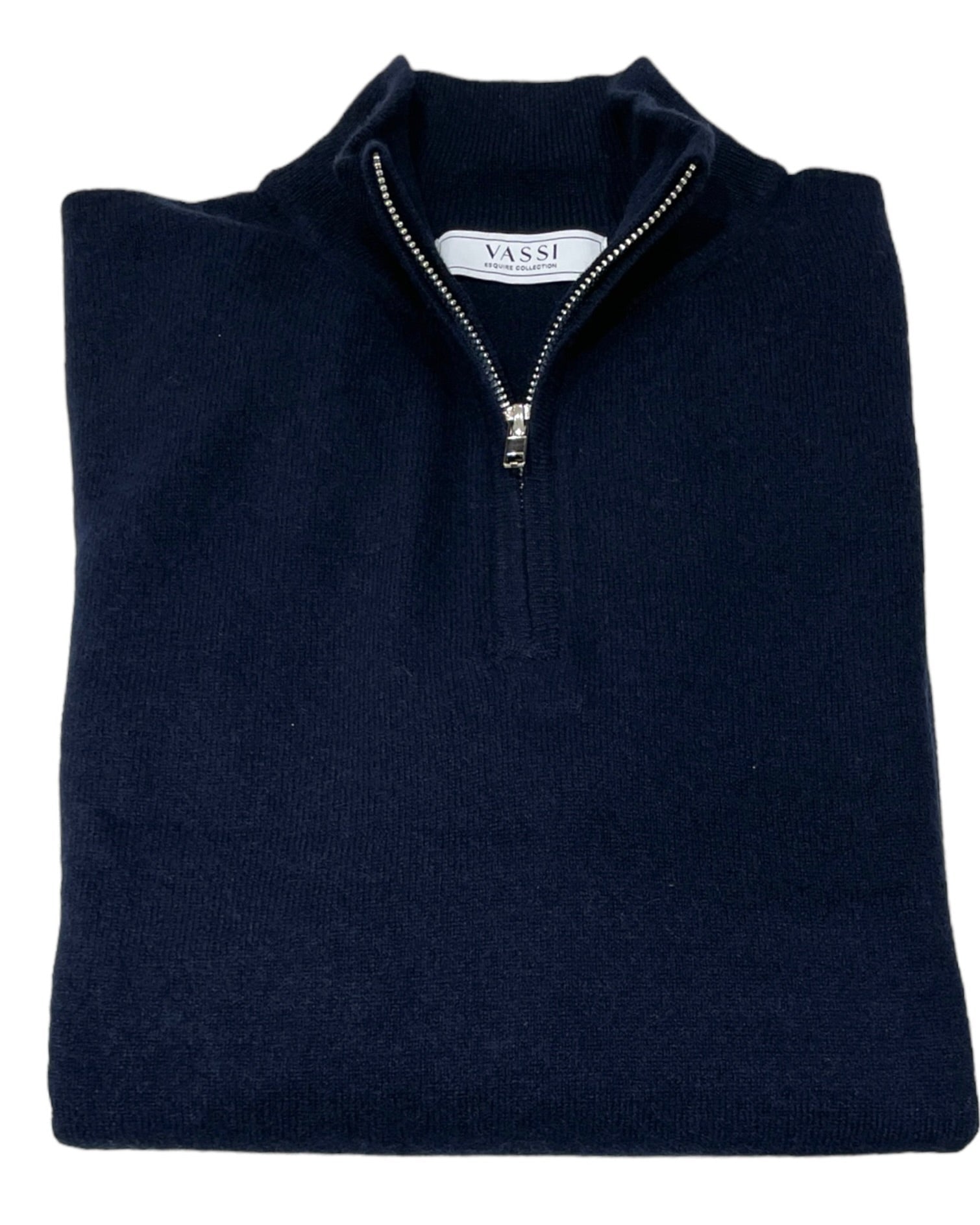 Quarter Zip Pure Cashmere Sweater - Navy SWEATERSM