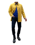 REVERSIBLE CASHMERE CAR COAT - YELLOW/TAUPE OUTERWEAR52 EU