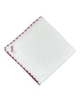 White Linen Pocket Square With Handrolled Triple V - Stitch Pocket SquarePurple