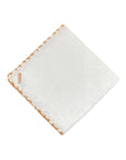 White Linen Pocket Square With Handrolled Triple V - Stitch Pocket SquareCaramel