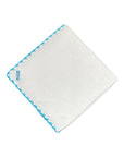 White Linen Pocket Square With Handrolled Triple V - Stitch Pocket SquareTurquoise